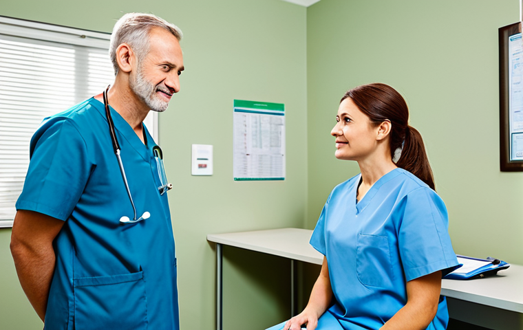 A professional-looking male traveler, an adult, is seated across from a female doctor in a bright, modern medical consultation room. The traveler is fully clothed in modest, comfortable attire, attentively listening as the doctor, dressed in professional medical scrubs, gestures towards a medical chart on the desk. The room features clean lines, soft lighting, and subtle health-related graphics on the wall. The scene conveys a sense of trust and professional medical advice.
    *   **Quality modifiers**: High-resolution, professional photography, realistic, perfect anatomy, correct proportions, natural pose, well-formed hands, proper finger count, well-lit, sharp focus.
    *   **Safety terms**: safe for work, appropriate content, fully clothed, professional.