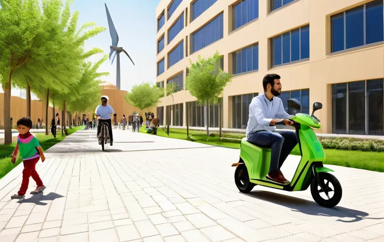 이라크의 전기 자동차 시장 - **Urban Transition: EV Charging in a Developing Cityscape:**
    "A wide-angle, hyperrealistic shot ...