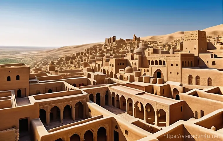 이라크 이슬람 사원  사마라 - **Prompt 1: The Grandeur of Abbasid Samarra**
    "An expansive, panoramic view of the ancient Abbas...