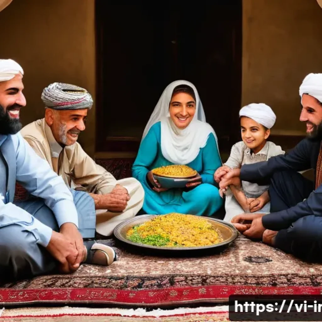 이라크 부족 간 전통과 갈등 - A heartwarming scene depicting an Iraqi tribal family gathered for a communal meal inside a traditio...
