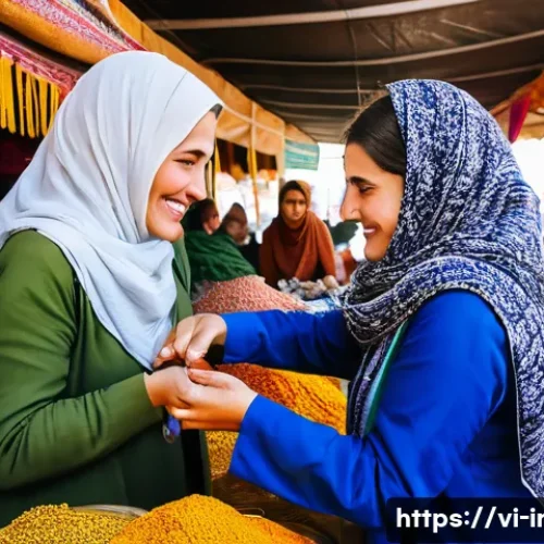 이라크 여행 시 주의할 점 - A female traveler, respectfully dressed in loose-fitting clothing covering her shoulders and knees, ...