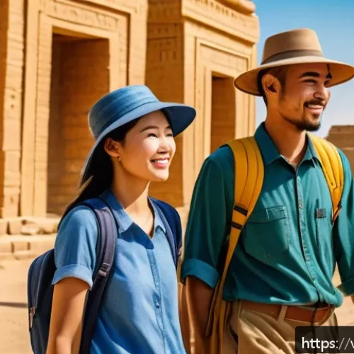 Home 17 이라크 안전 여행 가이드 - A respectful Vietnamese tourist couple dressed in modest, culturally appropriate clothing exploring ...