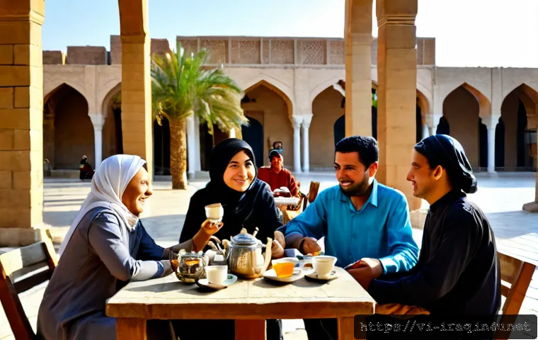 이라크의 다문화 사회 - Photorealistic community gathering in Baghdad, Iraqi Arab, Kurdish, Turkmen, Assyrian, and Yazidi ne...